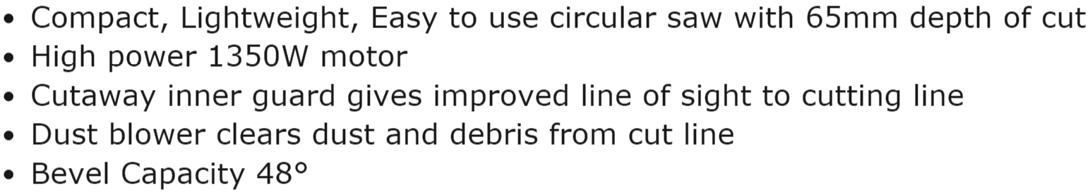 מסור עגול חשמלי מקצועי DEWALT DWE650K TEXT